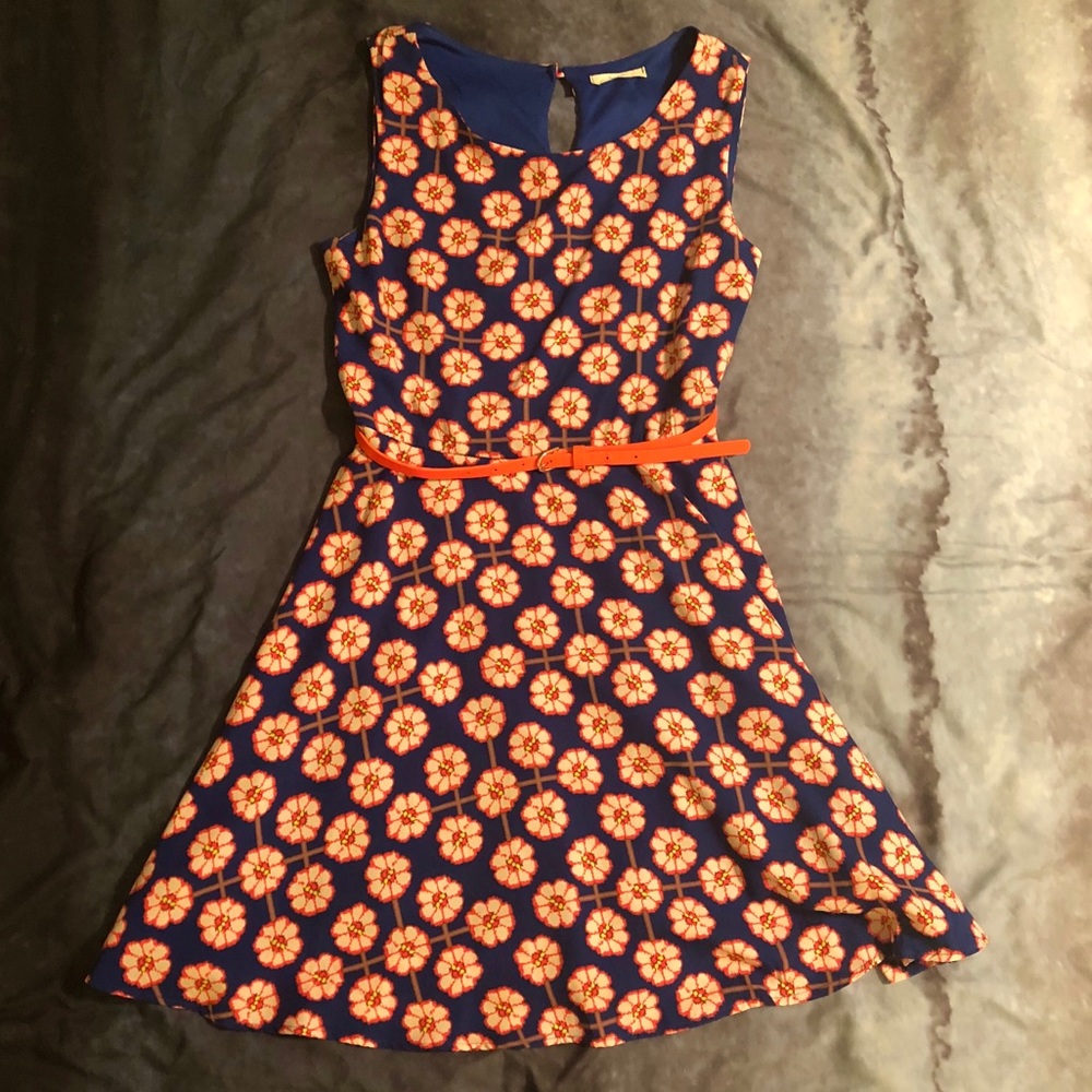 Ezra Blue and Orange Floral Sundress